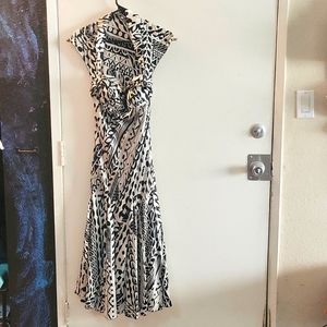 Nina Austin med black and white halter evening dress